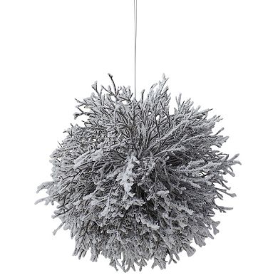 7" Artificial White Frosted Round Twig Christmas Ornament