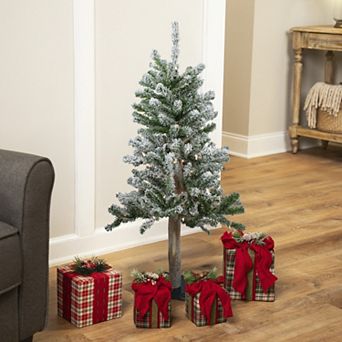 3' Pre-Lit Flocked Alpine Artificial Christmas Tree - Clear Lights