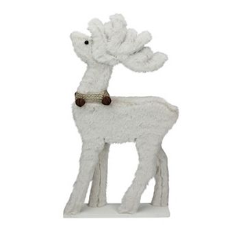 17.5" Beige Plush Standing Reindeer Christmas Figurine with Jingle Bells