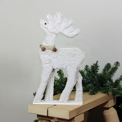 17.5" Beige Plush Standing Reindeer Christmas Figurine with Jingle Bells