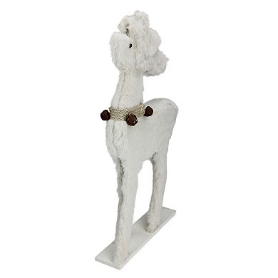 17.5" Beige Plush Standing Reindeer Christmas Figurine with Jingle Bells