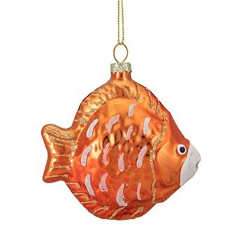 3.75" Metallic Orange Discus Fish Glass Christmas Ornament
