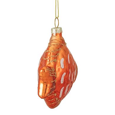 3.75" Metallic Orange Discus Fish Glass Christmas Ornament