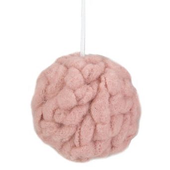 3.75" Pink Woven Yarn Ball Hanging Christmas Ornament