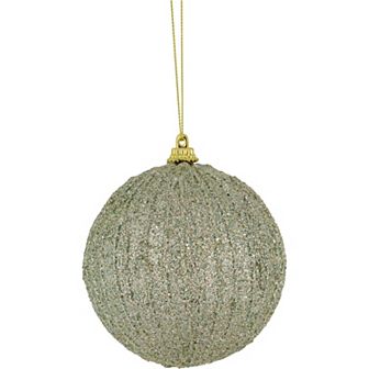 4" Green Glitter Shatterproof Christmas Ball Ornament