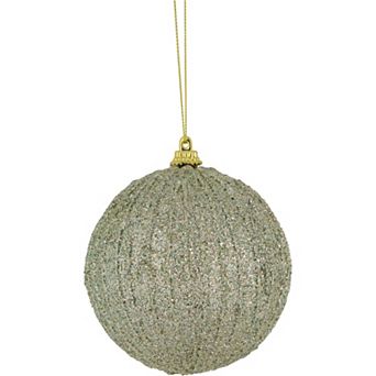 4" Green Glitter Shatterproof Christmas Ball Ornament