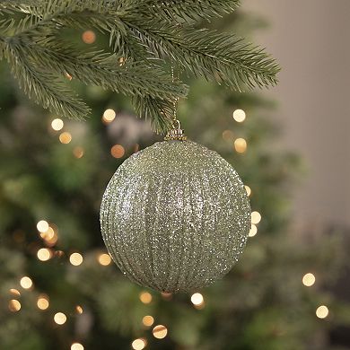 4" Green Glitter Shatterproof Christmas Ball Ornament