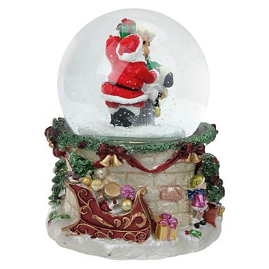 5.75" Musical LED Lighted Santa and Reindeer Christmas Snow Globe