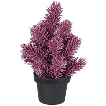 8.5" Pink Potted Metallic Glitter Artificial Pine Christmas Tree - Unlit