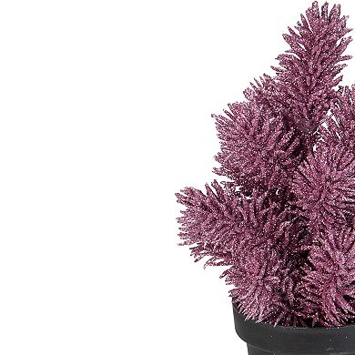 8.5" Pink Potted Metallic Glitter Artificial Pine Christmas Tree - Unlit