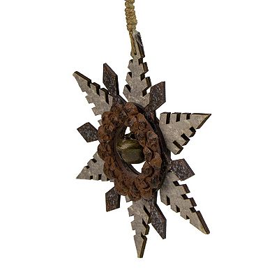 6" Brown and Gray Pointed Snowflake Christmas Ornament