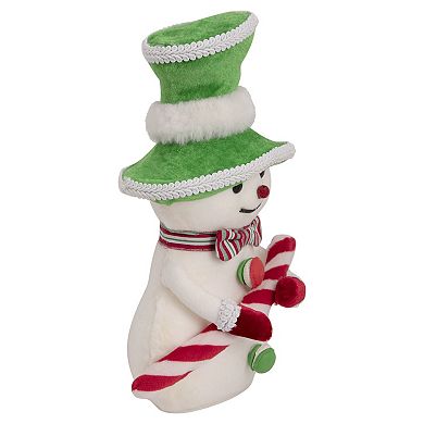 10" Snowman with Candy Cane Christmas Figure