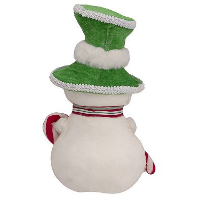 10" Snowman with Candy Cane Christmas Figure