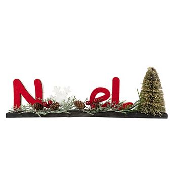 14" Red Noel Winter Scene with Snowflake Christmas Sign