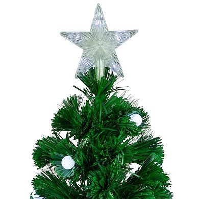 3' Pre-Lit Color Changing Fiber Optic Artificial Christmas Tree with Balls