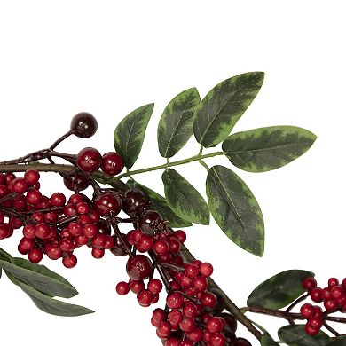 5' x 3.25" Red Berries with Leaves Artificial Christmas Garland Unlit