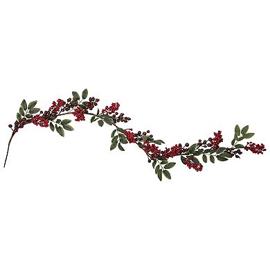 5' x 3.25" Red Berries with Leaves Artificial Christmas Garland Unlit