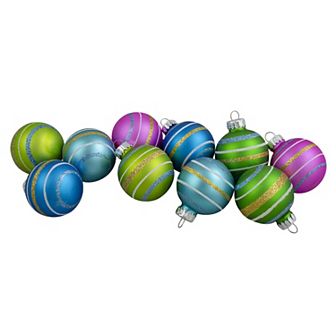 10 ct Green and Blue Matte Glass Christmas Ball Ornaments 1.75" (45mm)