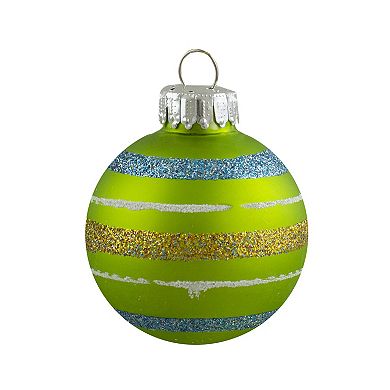 10ct Green and Blue Matte Glass Christmas Ball Ornaments 1.75" (45mm)