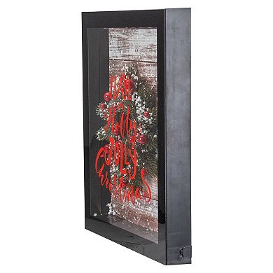 14" Black Framed 3D "Have A Holly Jolly Christmas" LED Christmas Box Decor