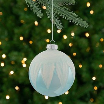 4" Blue and White Glass Ball Christmas Ornaments