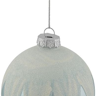 4" Blue and White Glass Ball Christmas Ornaments