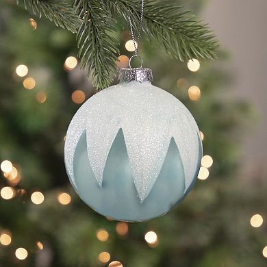 4" Blue and White Glass Ball Christmas Ornaments