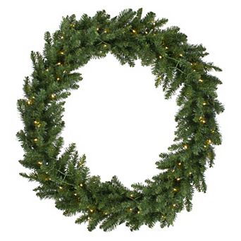 Pre-Lit Buffalo Fir Commercial Artificial Christmas Wreath - 5 Ft Warm White LED Lights