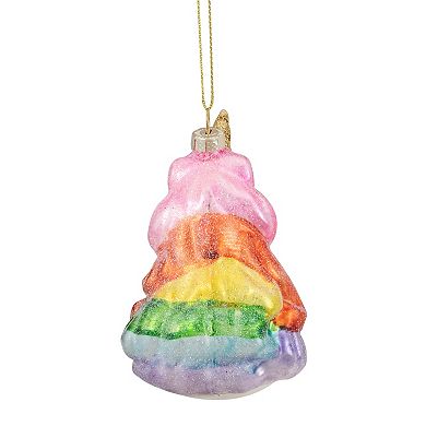4” Rainbow Unicorn Head Hanging Glass Christmas Ornament