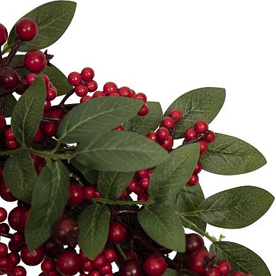 Lush Berry and Leaf Artificial Christmas Wreath 18-Inch Unlit