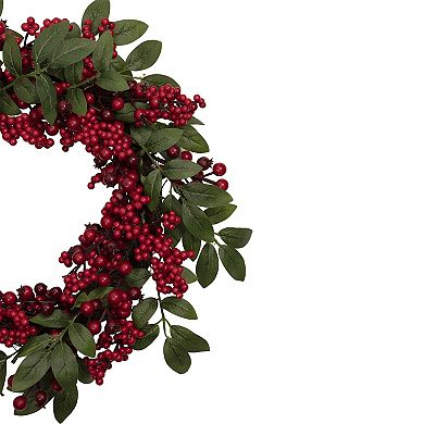Lush Berry and Leaf Artificial Christmas Wreath 18-Inch Unlit