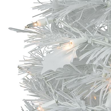 6' Pre-Lit White Tinsel Pop-Up Artificial Christmas Tree Clear Lights
