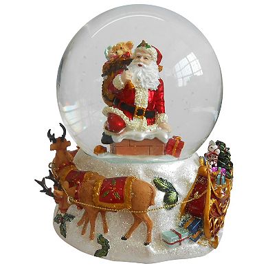 6.75" Santa Going Down the Chimney Musical Christmas Snow Globe