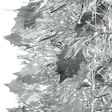 4' Silver Tinsel Pop-Up Artificial Christmas Tree Unlit