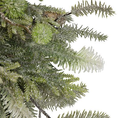 Artificial Christmas Wreath with Frosted Foliage and Pine Cones 24-Inch Unlit