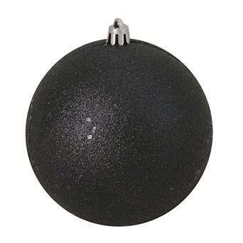 Jet Black Holographic Glitter Shatterproof Christmas Ball Ornament 4" (100mm)