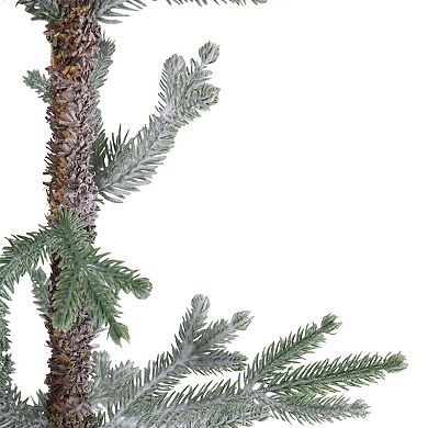 5' Snow Covered Slim Pine Artificial Christmas Tree with Jute Base Unlit