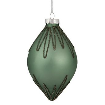 5" Matte Green Starburst Finial Glass Christmas Ornament