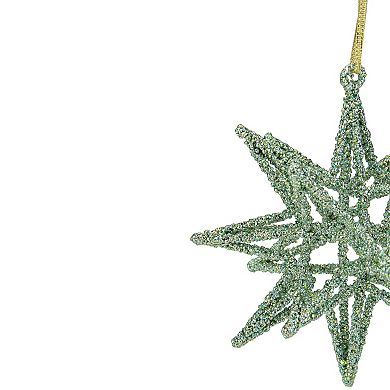 6.5" Green 3-D Glittered Star Christmas Ornament