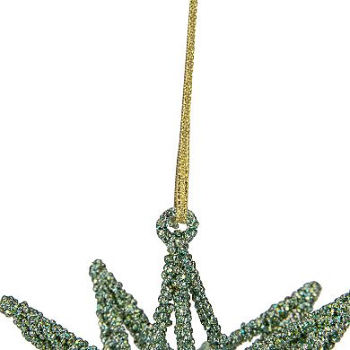 6.5" Green 3-D Glittered Star Christmas Ornament