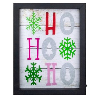 9" LED Lighted "HO HO HO" with Snowflakes Christmas Wall Art