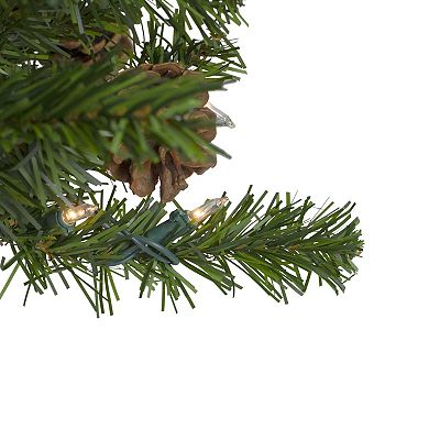 3' Pre-Lit Canadian Pine with Pine Cones Artificial Christmas Tree - Clear Lights