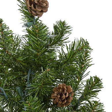 3' Pre-Lit Canadian Pine with Pine Cones Artificial Christmas Tree - Clear Lights