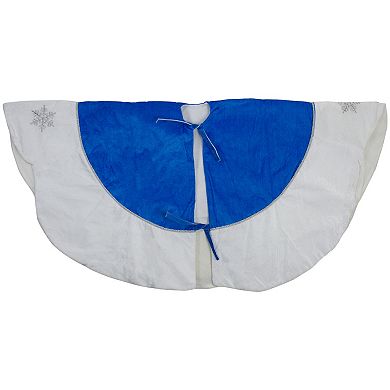 21.5" Blue and White Ford Scalloped Mini Christmas Tree Skirt