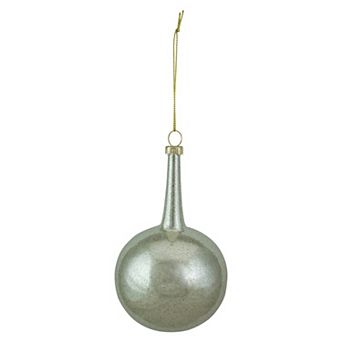 5.5" Silver Glitter Teardrop Ball Glass Christmas Ornament