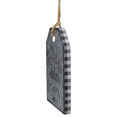 12.25" Silver and Black Metal Distressed "Jingle All The Way" Christmas Wall Decor