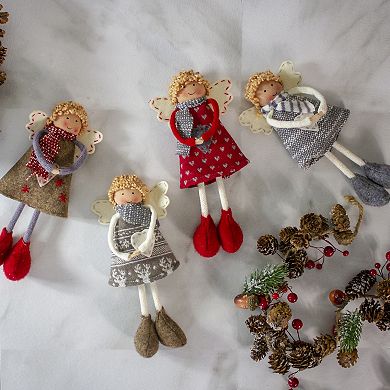 Set of 4 Standing Angel Sisters Christmas Decor 9"