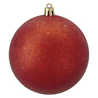 Red Glittered Shatterproof Christmas Ball Ornament 4" (100mm)