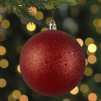 Red Glittered Shatterproof Christmas Ball Ornament 4" (100mm)