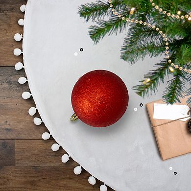 Red Glittered Shatterproof Christmas Ball Ornament 4" (100mm)